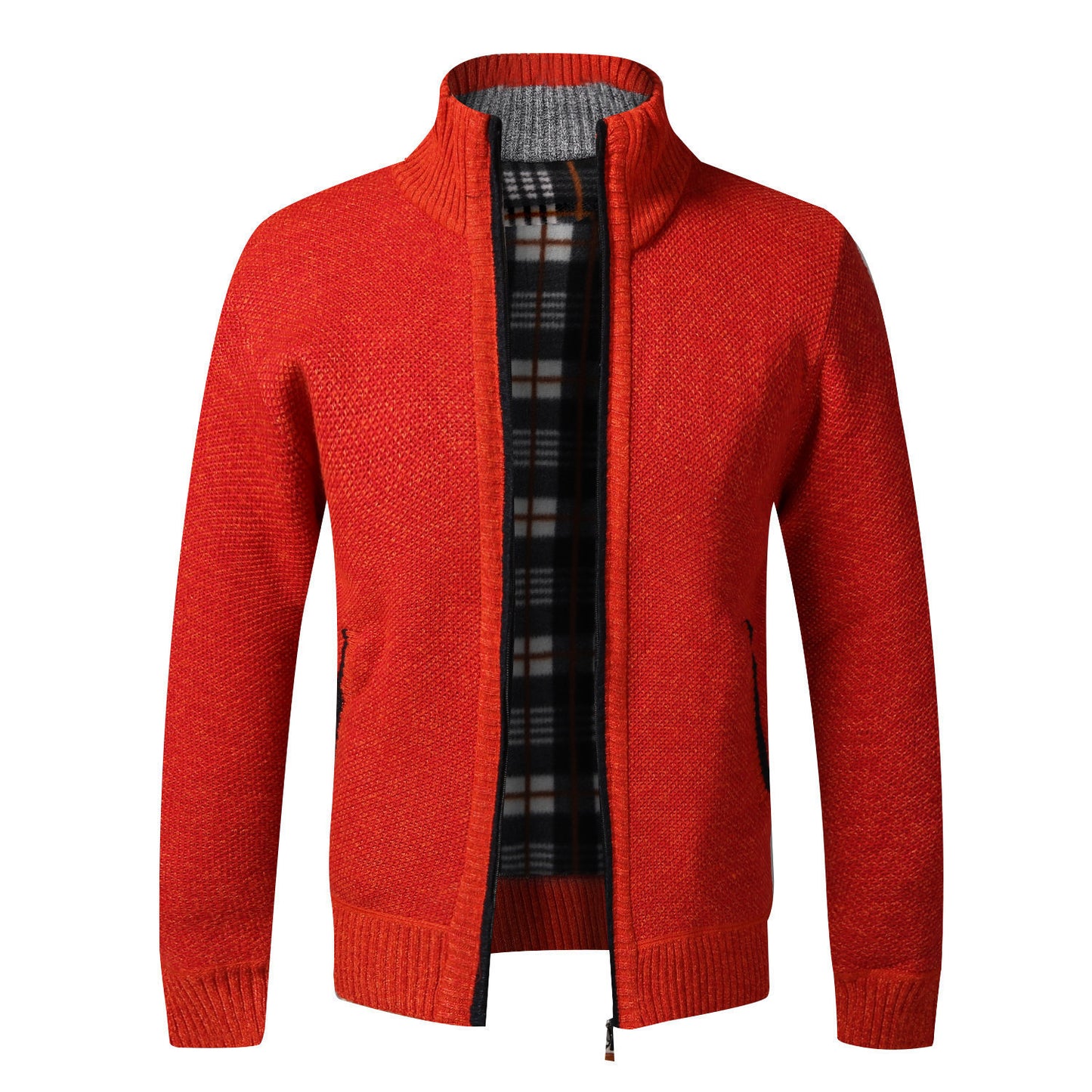 Men's Knitted Cardigan With Plush Coat, Loose And Fat, Large