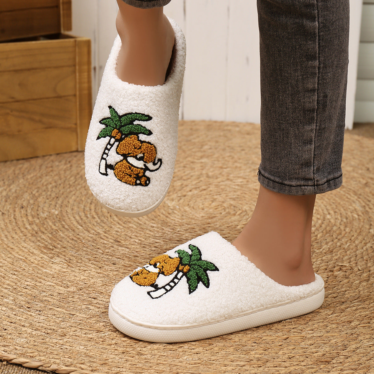 Cartoon Elephant Home Slippers Flat Non-slip Men And Women