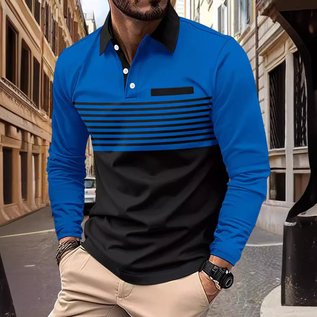 Long Sleeve Striped Printed Men's Casual