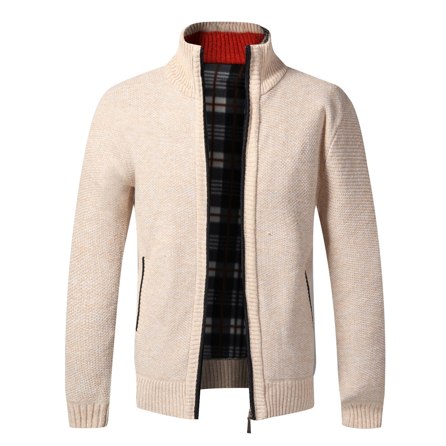 Men's Knitted Cardigan With Plush Coat, Loose And Fat, Large