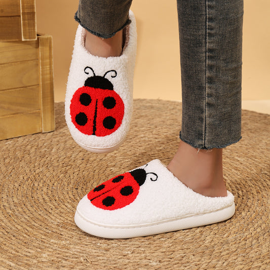 Embroidered Ladybug Home Slippers For Men And Women