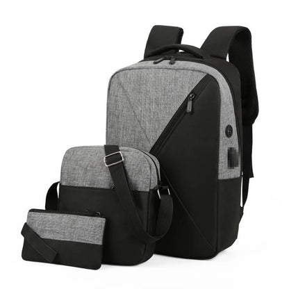 Male USB Charging Three-piece Schoolbag