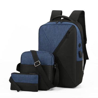 Male USB Charging Three-piece Schoolbag