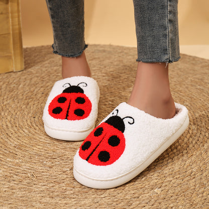 Embroidered Ladybug Home Slippers For Men And Women