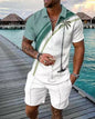 Men's New Clothes Zipper Polo Short Sleeve Suit